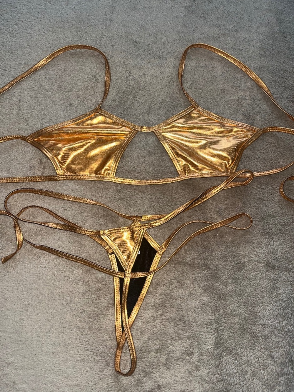 Bronze golden strappy bikini one size